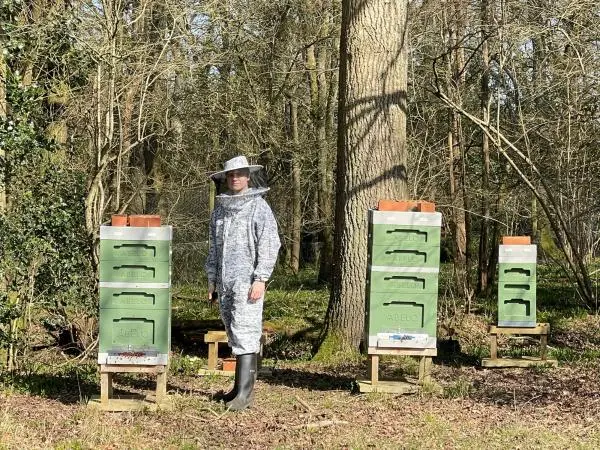 Max checking the hives